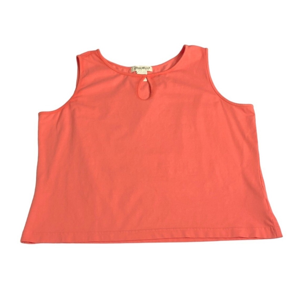 Vintage Eddie Bauer Top Womens XL Petite Orange Boxy Keyhole Sleeveless Tank